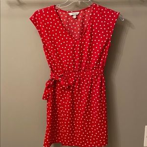 Juniors red polka dot dress